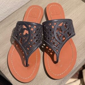Tory Burch Dark Blue Cutout Sandals. GREAT SHAPE!!!